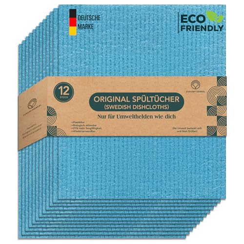 Salviette svedesi Dishcloths, salviette sostenibili, biodegradabili, senza plastica (blu)