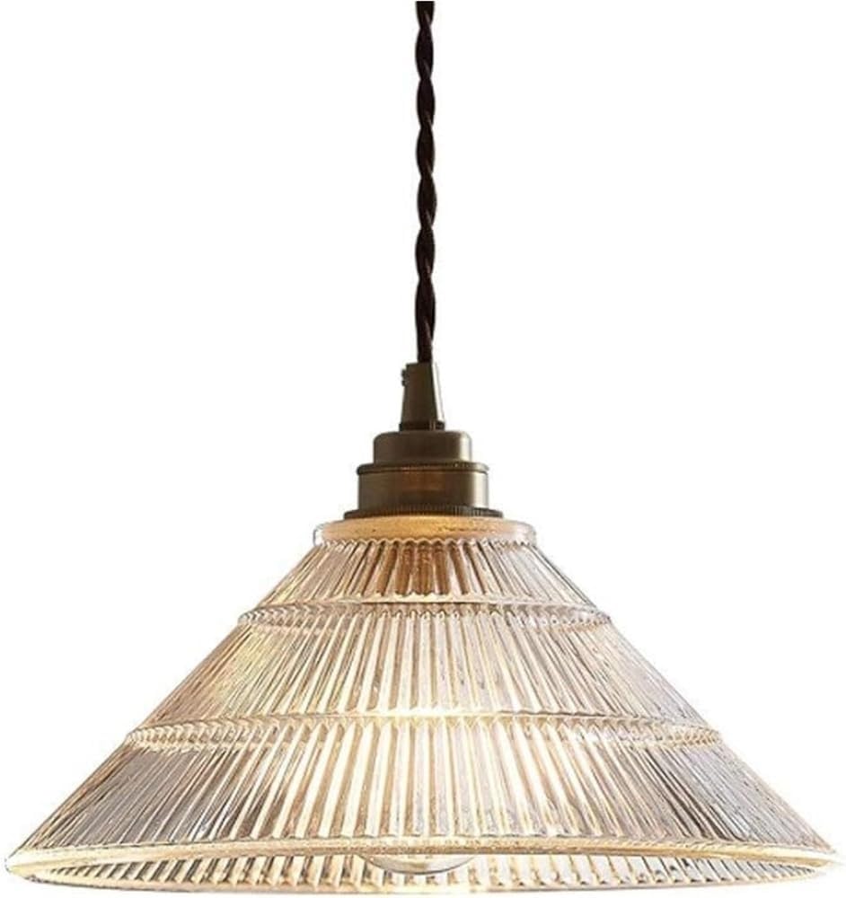 Lámpara colgante de vidrio a rayas con base E27 retro de metal
