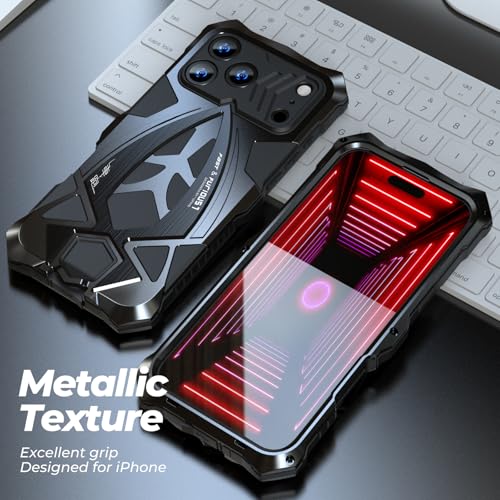 Housse iPhone 17 Pro Max protectrice haut de gamme en métal noir