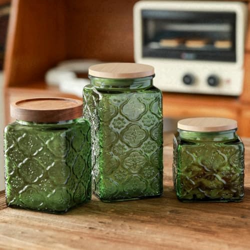 ANSQU Green Glass Canister with Lid