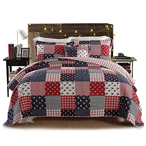 Vintage Tagesdecke Wirft Multifunktionsdruck Reversible Gesteppte Patchwork Doppeldecke Decken Bettdecken 100% Baumwolle 3 Stück Bettwäsche Four
