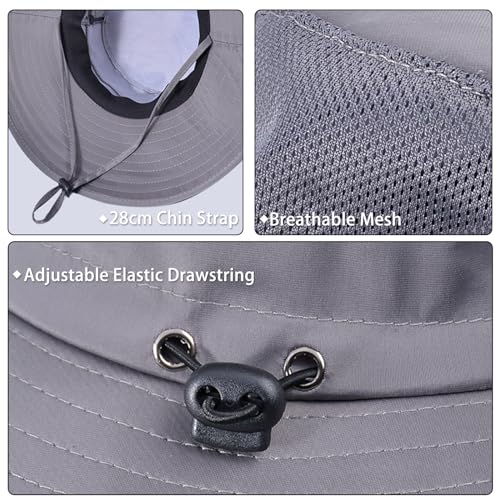 Image of Cooling Sun Hat for Men Women,Wide Brim Bucket Hat Foldable Boonie Hat for Fishing Hiking Garden Safari Beach
