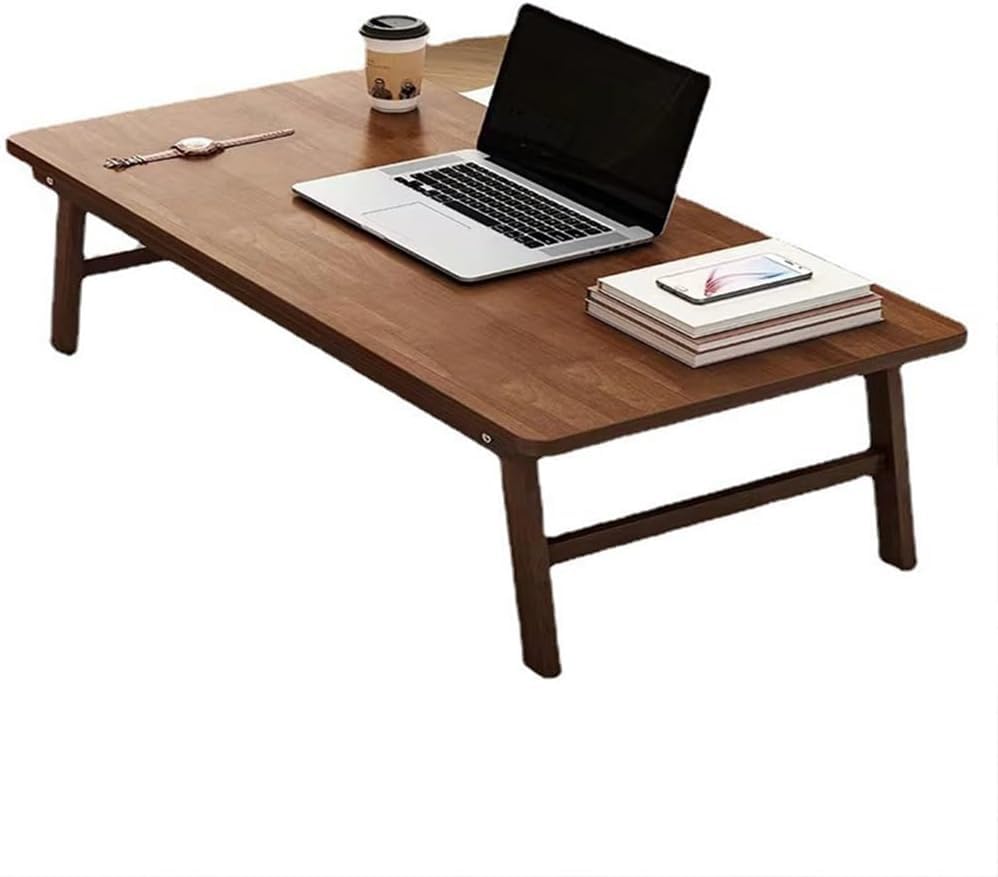Auuma Mesa De Té De Suelo Japonesa Plegable Multifuncional Portátil Mesa Clásica con Patas Plegables Mesa Baja Mesa De Tatami Mesa De Té Ze para Sala De Estar Oficina, Walnut Color, 60x40x25cm
