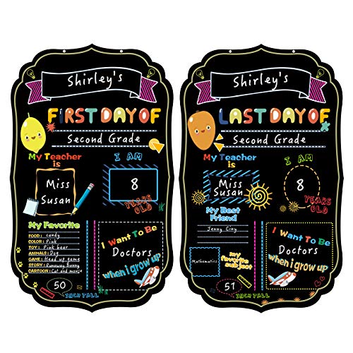 First Day of School Chalkboard 2-in-1 Reusable Customizable 1st Last Day of School Chalkboard Sign 89x146First Day of School Personalized Photo Prop Sign for Kindergarten 1-12 Grades