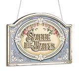 Putuo Decor Plaque murale “Salle de Bains” style vintage français, enseigne décorative florale shabby chic, panneau en bois double couche, décoration pour salle de bain WC maison hôtel spa gîte