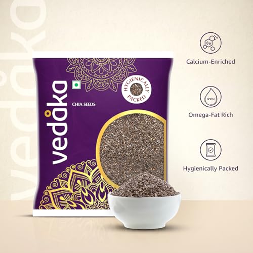 Image of Amazon Brand - Vedaka Chia Seeds | 1 Kg | Rich In Protein, Calcium & Omega Fats | Healthy Snack On-The-Go | Hygienically Packed