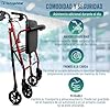 OrtoPrime Andador para Ancianos ROLLATOR de 4 Ruedas Plegable con Frenos de Maneta - Andadores adultos andador Ortopedia Rollator 4 Ruedas Caminadores para Mayores - Andador con ASIENTO y CESTA #4