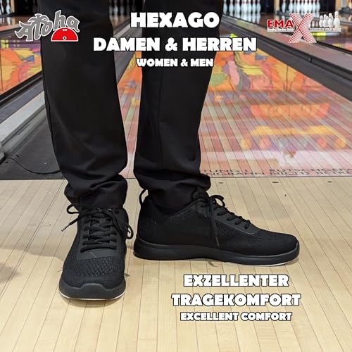 Bowling-Schuhe – Aloha HexaGo – Bowlingschuh für Damen, Herren und Jugendliche – Für Rechts- und Linkshänder (Schwarz, EU Schuhgrößensystem, Erwachsene, Herren, Numerisch, M, 35)