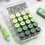 Mechanical Switch Calculator with 10 Digits Large LCD Display, Cute Basic Calculator with Big Button Anti-Slip Pad, Transparent Body, for Home Business School Office Desk - Green