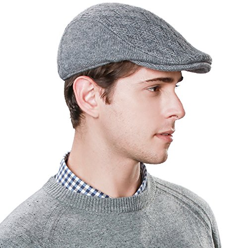 Wool Newsboy Cap Winter Hat Cold Weather Ivy Flat Cap Knit British Drivers Cap Gray Grey