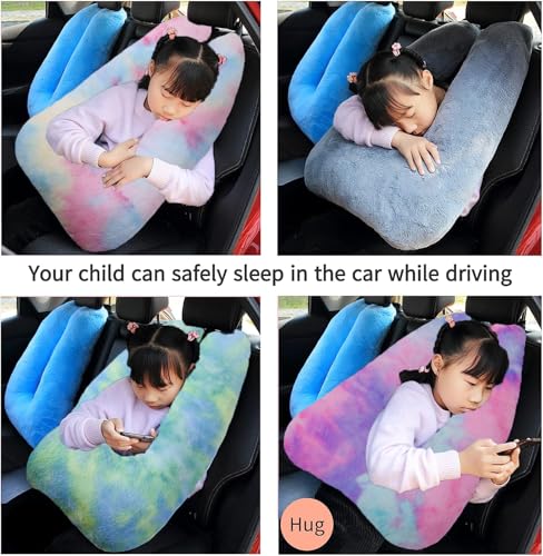 Image of FHSGGP Travel Pillow Car Pillow Kid Car Sleeping Colorful Pink