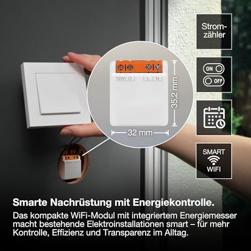 OSRAM SMART+ WiFi Schaltmodul 1 Kanal, 8A Schaltleistung, Energiez&auml;hler, Smart Home, Alexa kompatibel, Wei&szlig;