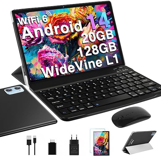 Tablet 10 Pulgadas con 20GB RAM+128GB ROM/TF Ampliable a 2TB, Tablet Android 14 con Widevine L1,5G...