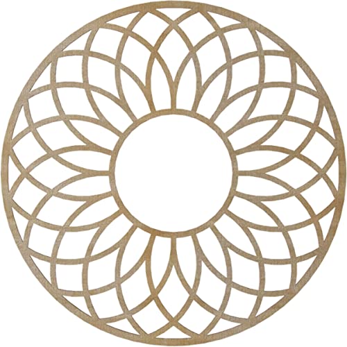 Image of Ekena Millwork 28 inchOD x 9 5 /8 inchID x 3 /8 inchT Cannes Wood Fretwork Pierced Ceiling Medallion, Hickory