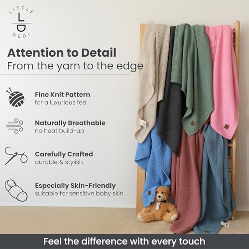 Image of Alina Soft Knit Baby Blanket 30x40 in, Green - Oeko-Tex Certified, Breathable Swaddle & Receiving Blanket for Newborns, Crib & Stroller, Machine Washable