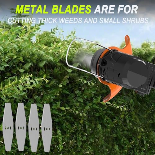 Evokryl 15Pcs Cordless Strimmer Blades Kit - 10 Plastic + 4 Long Metal Blades + 1 Round Steel Blade For Lawn And Garden Weed Control - 5