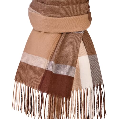 Pleneal Winter Scarf for Women, Scottish Checked Scarf Cashmere Feel Christmas Long Oversized Fashion Scarfs