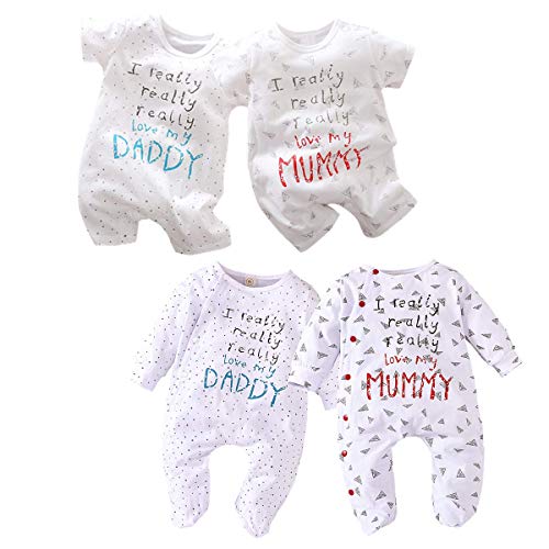 Fiomva Newborn Infant Baby Girls Boy Mama's Boy Daddy's Girl Clothes Outfits Romper Bodysuit Jumpsuit Onesies Clothing (I Really Really Love My Mummy Short Sleeve,3-6 Months)