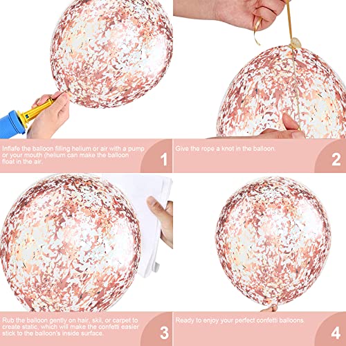Image of Pink White Balloons, 60PCS Pink White Birthday Balloons, 12 Inch Metallic Pink Latex Balloons Rose Gold Confetti Balloons for Helium Party Balloons for Girls Birthday Wedding Baby Shower Decoration