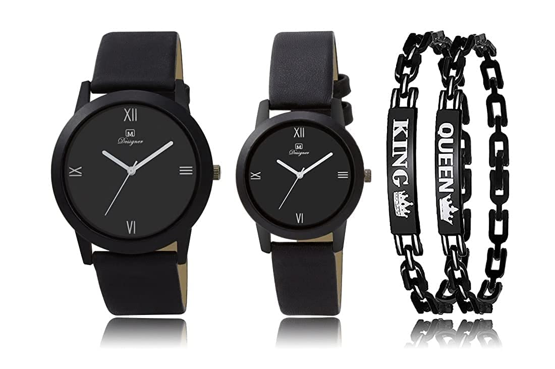 PIVOT Black Analogue Watch with King Queen Bracelet Leather Belt Watch for Men and Women, Metal Belt Watch for Couple, Couple Watch (B09RV92JMP) Amazon Price History, Amazon Price Tracker