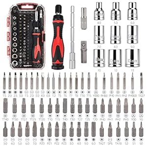 Amazon Basics Set di chiave a cricchetto e cacciavite magnetici, confezione da 73 pezzi