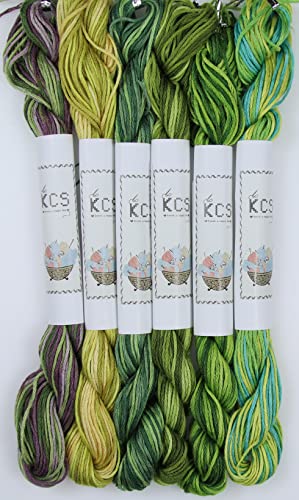 Image of KCS Big skeins of 25 Meters Size 25 Color Variegated Cross Stitch Stranded Threads,6 skeins,18