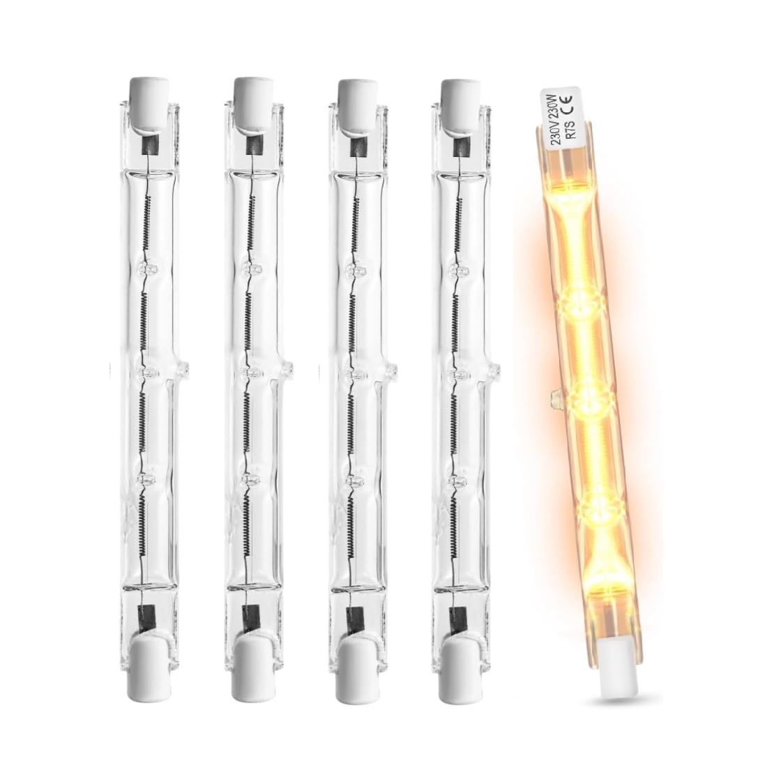 R7S Halogenlampe 118mm 2700K doppelseitig T3 lineare Halogenlampen, dimmbarer J-Typ Flutlicht für Stehlampen, Landschaftsbeleuchtung (400W-10 PC/118mm-230V)