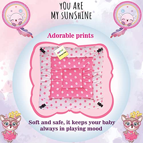Image of Kwitchy Baby Bedding Set New Born Baby Bed | Mattress | Mosquito Net | Play Gym | Playmats | Floor Gym | Cotton | Infants | Gift Pack | Bed with Hanging Toys (0-6 Months) Pink