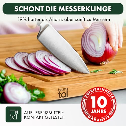 Blumtal Schneidebrett aus 100% Bambus - antiseptisches Holz-Brett mit Saftrille, Holz-Brettchen, 45x30x2cm 4