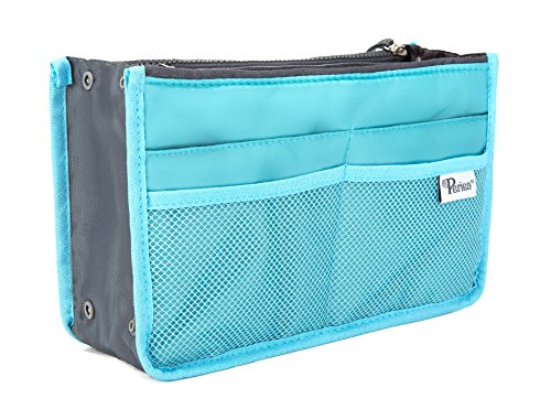 Periea Purse Organizer Insert Handbag Organizer - Chelsy - 28 Colors Available - Small, Medium or Large (Bright Blue, Medium)
