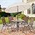 Shintenchi 6 Piece Patio Dining Set with Umbrella, Outdoor Furniture Set with 4 Folding Chairs and Tempered Glass Top Dining Table fot Lawn Backyard Garden Porch Brown and Beige