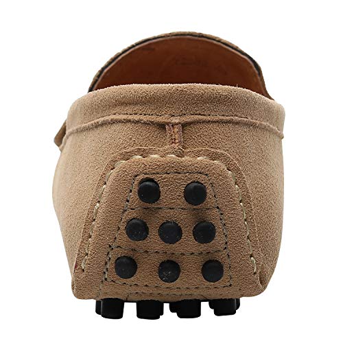 Image of ANUFER Men's Suede Leather Penny Loafers Comfort Driving Shoes Moccasin Slippers