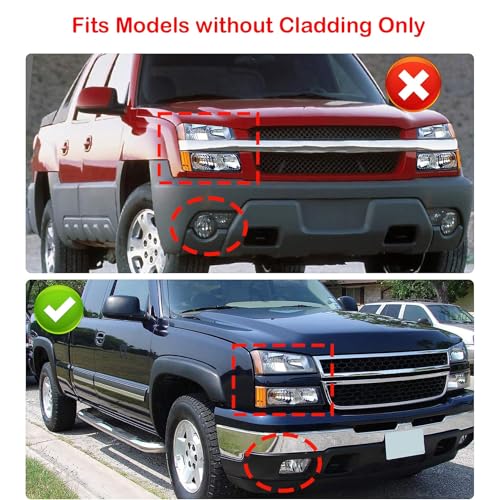 Image of Headlights Assembly for 2003 2004 2005 2006 Chevy Silverado 1500 2500, 03-06 Avalanche (Non Body Cladding Models) Headlamp with Bumper Lights, Black Housing Amber Side