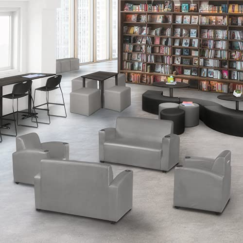 Image of Romig Superstellar Loveseat with Sleek Grey Vinyl Upholstery, Ergonomic and Durable Design, Comfortable Seating for Offices, Homes, Lounges, Classrooms, Waiting Rooms, or Conference Areas