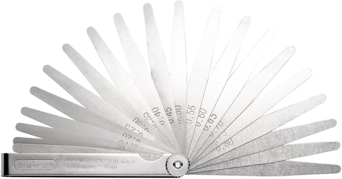 Draper 51701 20 ブレードメトリックフィーラーゲージセット、ポリッシュスチールケース付属