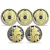5 Pcs Spartan Warrior Challenge Coin Thin Blue Line Police Officer Coins United States Law Enforcement Commemorative Coin