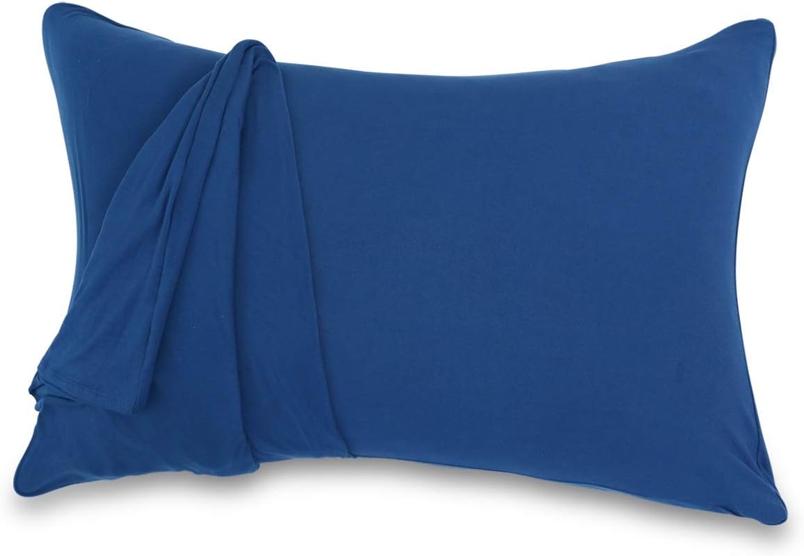 Brolex Pillowcase Queen Size,Set of 2 Pillow Cases,Premium Brushed Jersey Knit,Ultra Soft Wrinkle Resistant,Navy
