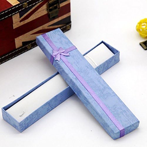 dontdo 1 Pcs Bowknot Long Necklace Bracelet Display Storage Case Jewelry Box with Lid Sky Blue
