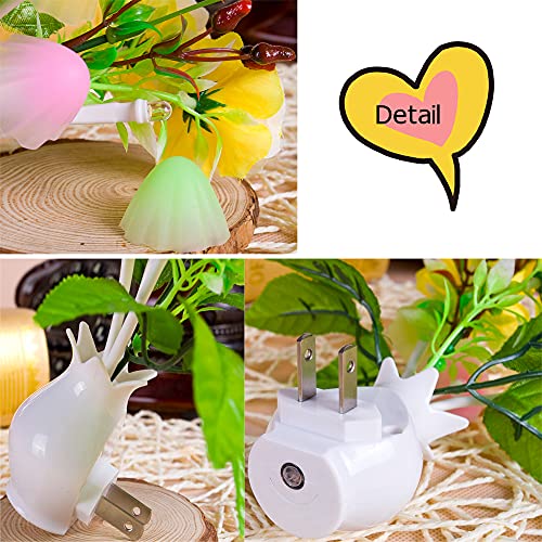 Urtop [2-Pack] Pomegranate Flowers Plant Mushroom Night Light Led Nightlight Colorful Plug-In Wall Lamp With Light Sensor For Baby Kids Children Gift,Breast-Feeding,Bedroom,Bathroom,Nursery,Hallway #TOP3