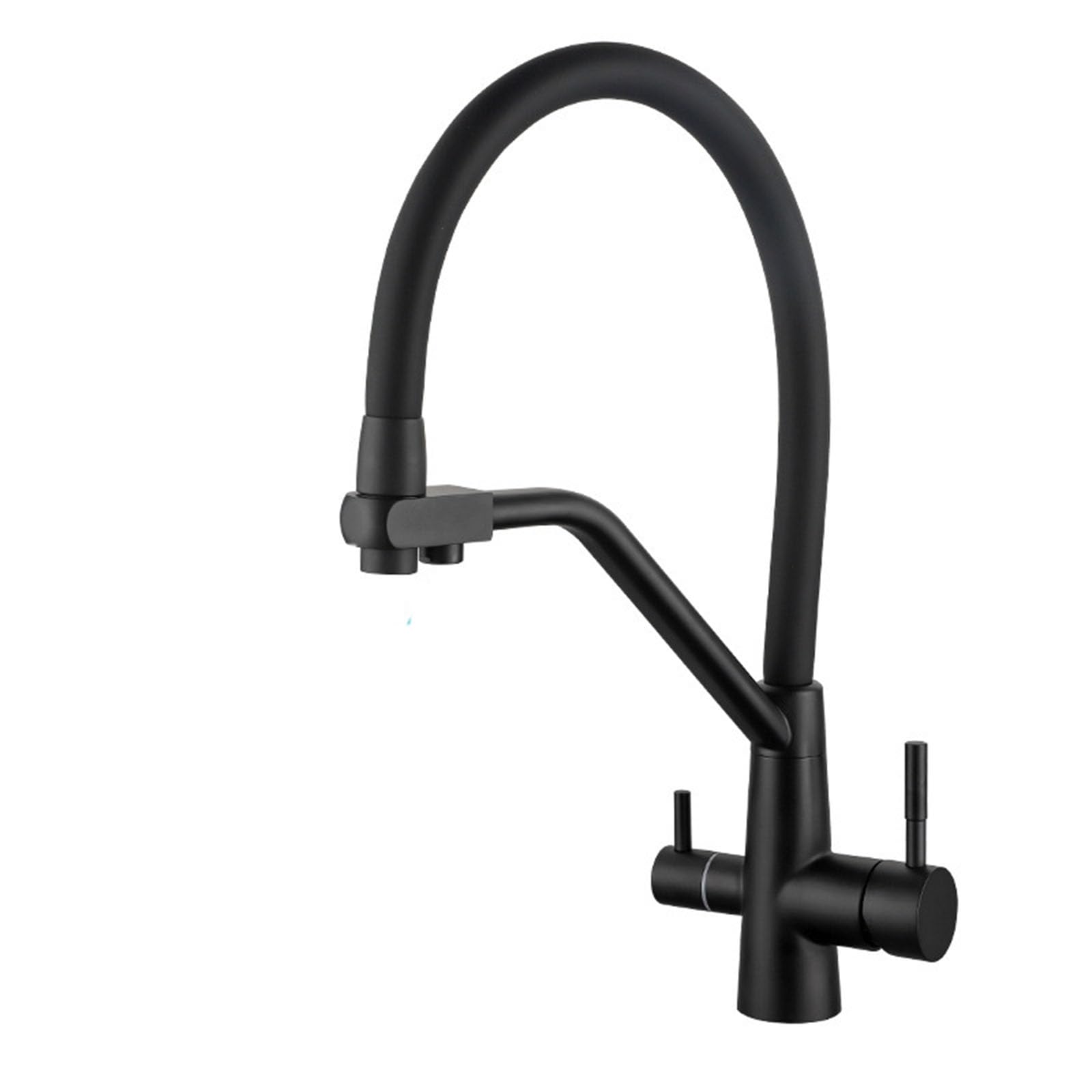 FCXWEVR 3-Way Kitchen Faucet with 360° Swivel Dual Lever for Drinking Water Brushed Stainless Steel Osmosis Tap Grifos Cocina Fregadero 2 Outlets