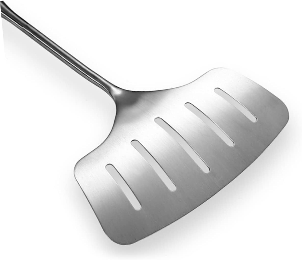 COLLBATH Widen Stainless Steel Slotted Turner for Frying Fish Steak and Pizza Cooking Utensil for Easy Food Lifting and Turning Kitchen