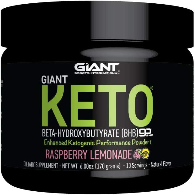 Giant Keto - Exogenous Ketones - BHB Salts Powder Designed to Support Your Ketogenic Diet, Boost Energy and Focus, and Burn Fat in Ketosis - Raspberry Lemonade - 10 Servings