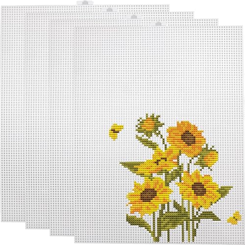 Image of 4 Pack Plastic Canvas Mesh Sheets 10.23x13'' - Durable Needlepoint Canvas for Embroidery, Acrylic Yarn Crafts, Knitting & Crochet Projects, Aquarium Dividers, Therian Masks, DIY Decorations