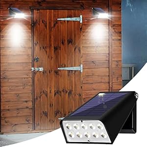 GUYULUX Solar Outdoor Lights, Dusk to Dawn Solar Outdoor Lighting Ultra-Bright, 2-Mode 90° Rotatable, Wireless Solar Spotlight Outdoor Waterproof for Outside Patio Backyard Fence Stairway, 1-Pack