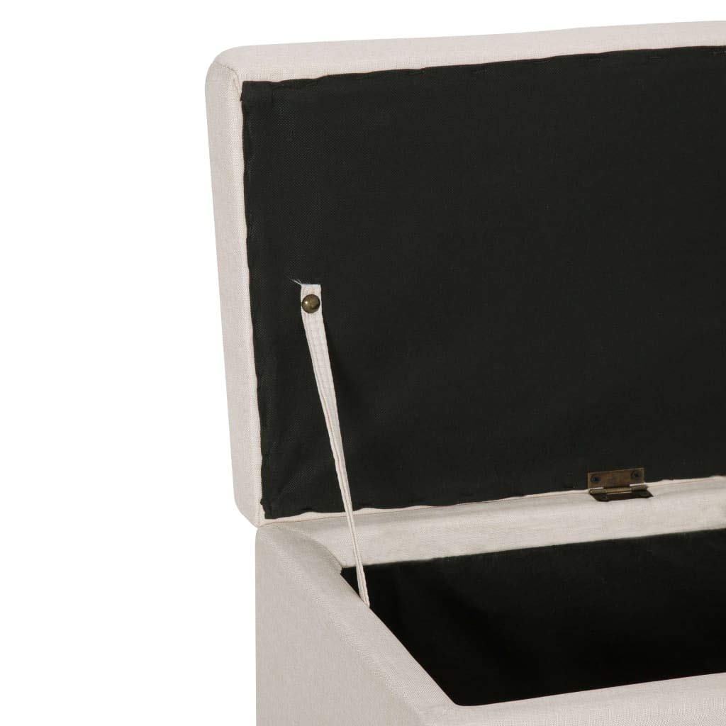 vidaXL Banco Almacenaje Tapizado Poliéster Arcón Cojín Asiento Acolchado Caja Almacenamiento Interior Dormitorio Entrada Baúl Puf Zapatero Color Crema