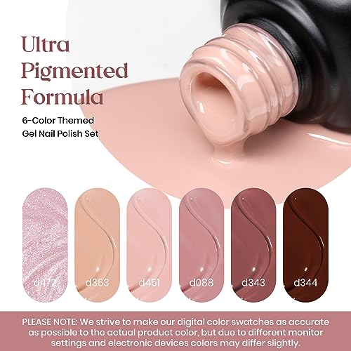 Image of beetles Nude Gel Polish - Nude Symphony 6 Colors Polish Set, Neutral Pink Brown Glitter Skintone Gel Nail Colors, Soak off Uv Led Lamp Needed Nail Art Design Home Diy Gifts For Women