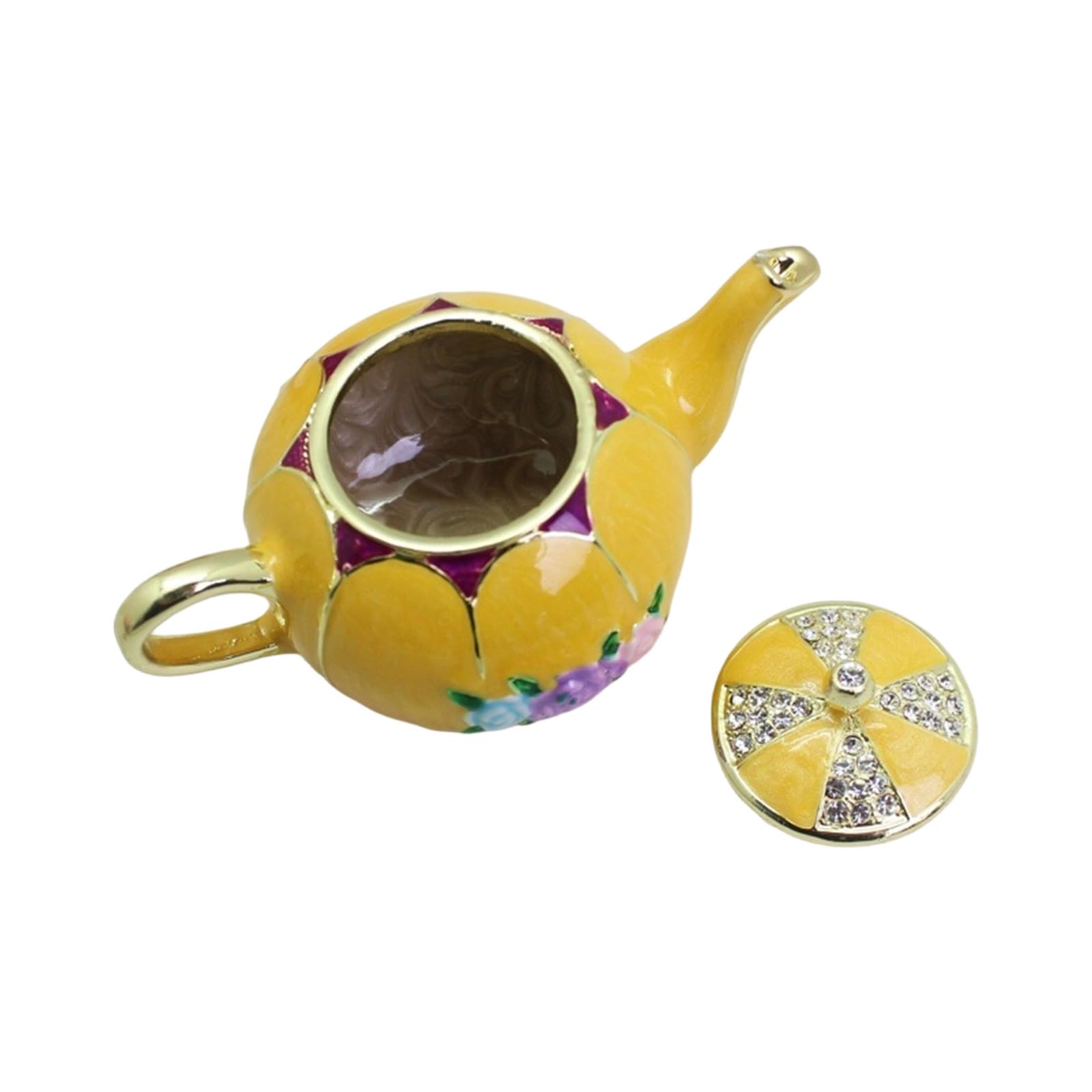 Piceioep Handcrafted Enameled Finish Trinket Box Teapot Shaped Jewelry Accessories Tray for Tabletop Decoration Multipurpose Party Centerpiece