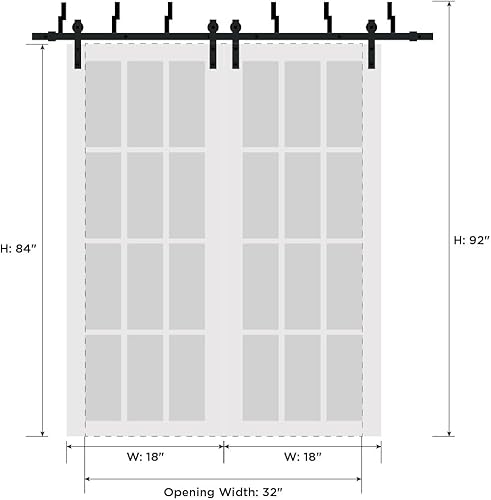 Miniatura 44 de Lucia 1299 - Puertas corredizas de 84 x 84 pulgadas, color negro mate con espejo, juego de herrajes resistentes para rieles de 8 pies, puertas