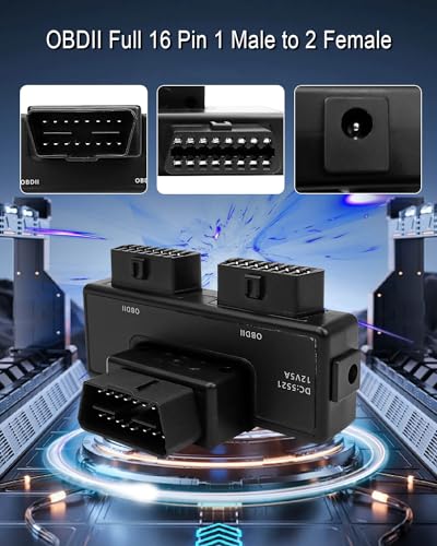Cable divisor OBDII 16 pines distribuidor 1 macho 2 hembra TIKSCIENCE con conector DC5521 12V 2