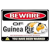 Señal de advertencia Beware of Guinea Pig | 12 x 16 pulgadas | Señal de peligro divertido regalo de mordaza para ventana, etc. | Metal | Interior/exterior